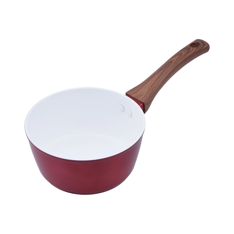 Patelnia do sosu z kutego aluminium z białą ceramiką