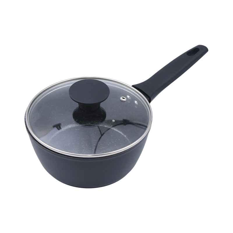 Patelnia do sosu z kutego aluminium z powłoką ceramiczną z czarnego marmuru w kolorze czarnego złota