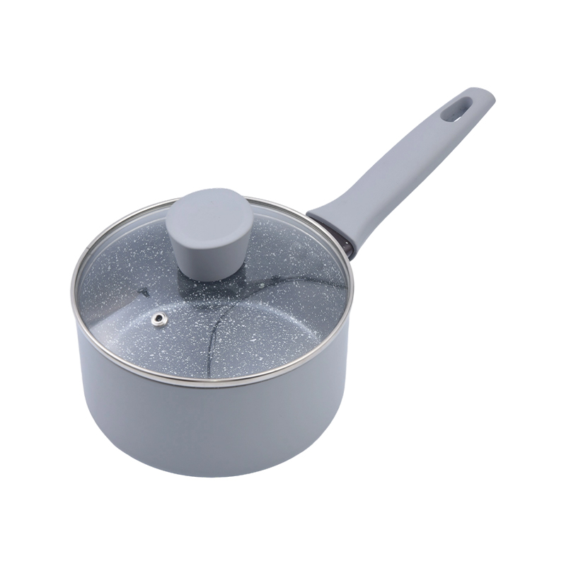 Tłoczona aluminiowa patelnia do sosu w kolorze kremowego marmuru