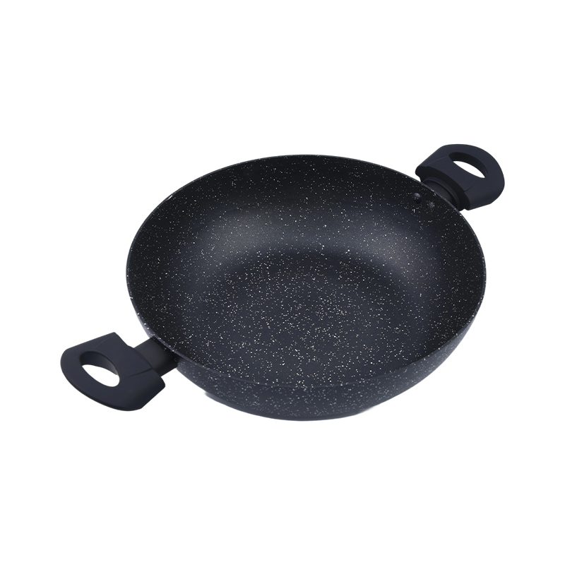 Wok z tłoczonego aluminium z 2 bocznymi uchwytami