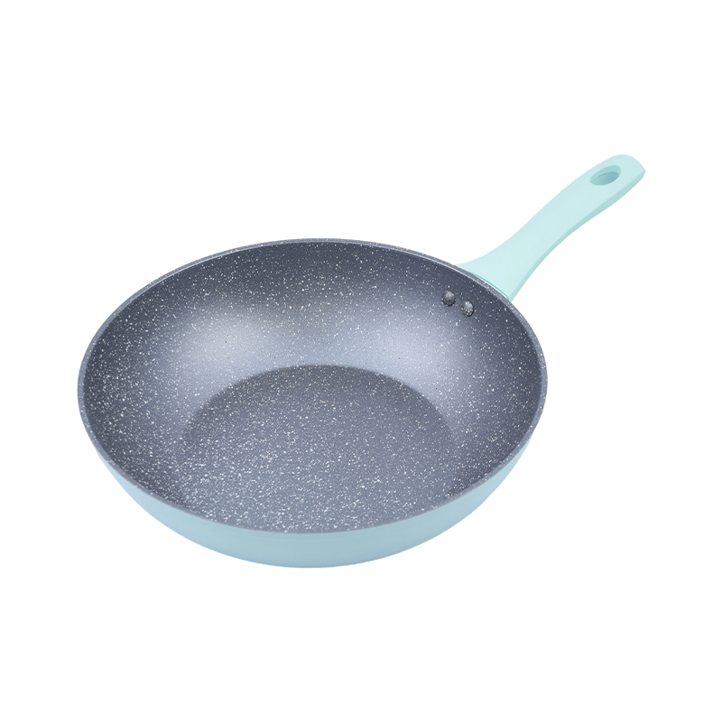 Wok z kutego aluminium z szarym marmurem